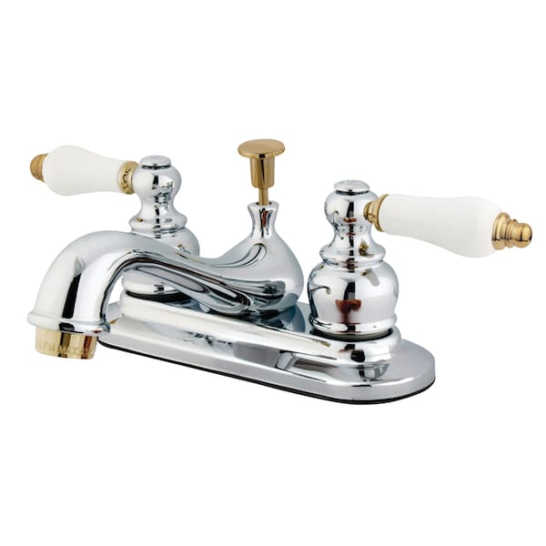4" Centerset Bathroom Faucet, Chrome/Polished Brass
